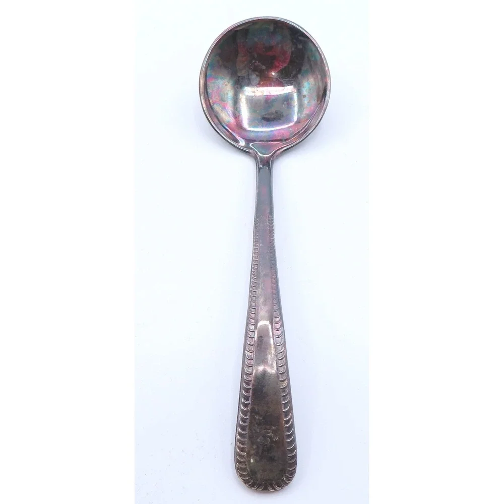 William Adams Lead Crystal Jam Bowl Silver Plated Rim and Spoon West Germany MCM
